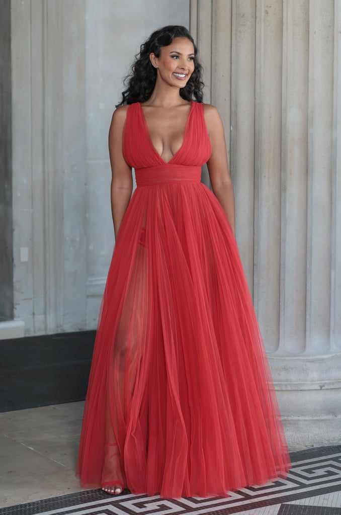 Maya Jama Shows Underwear in Red Dolce & Gabbana Dress