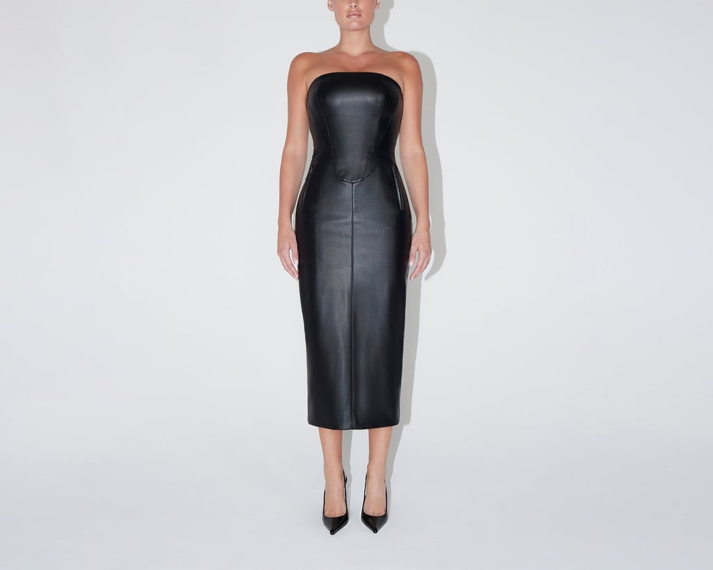 Khy Faux Leather Strapless Long Dress