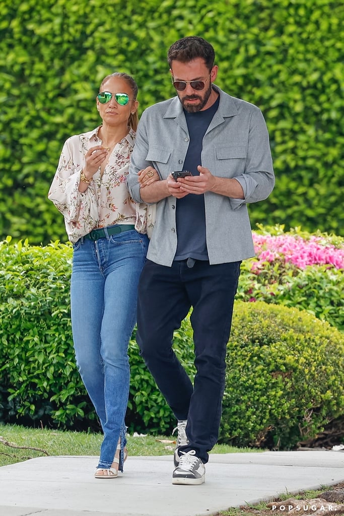 J Lo's Floral Blouse and Split Hem Jeans With Ben Affleck