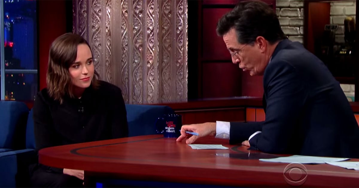 Ellen Page on Stephen Colbert September 2015 POPSUGAR Celebrity