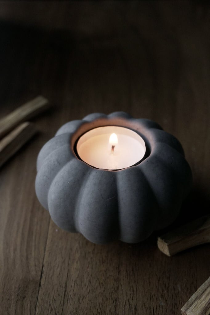 To Show Off Your Candle: Concrete Pumpkin Holder