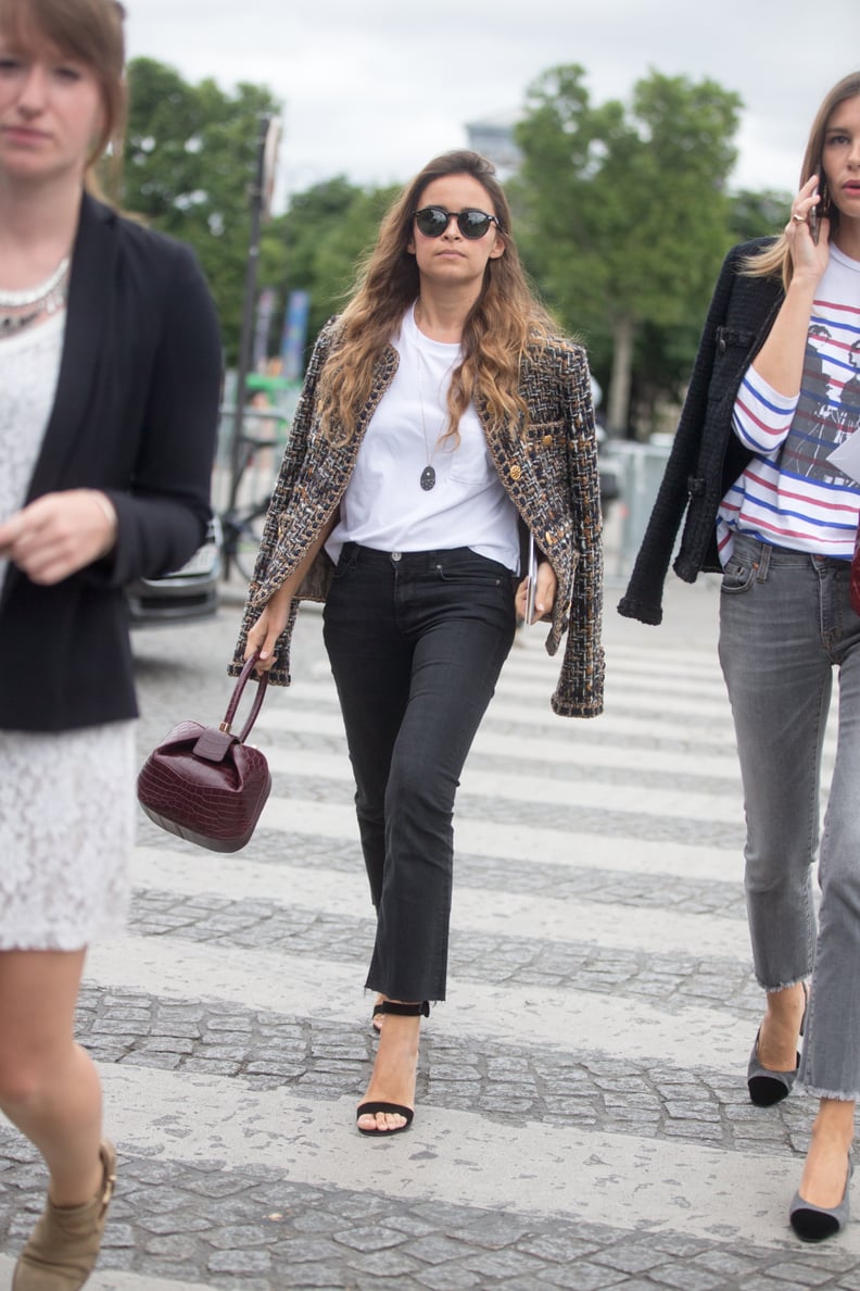 Never underestimate a white t-shirt and a great pair of heels.