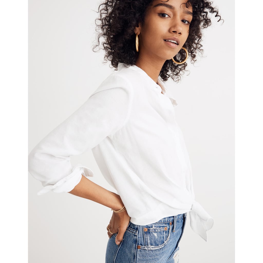 Madewell White Tie-Front Shirt