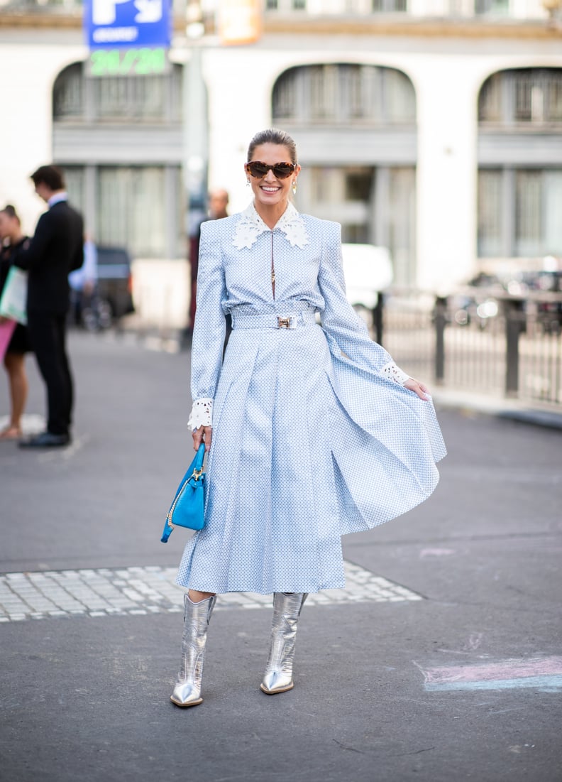 Wear Your Long-Sleeved Lace Dress With Statement Boots