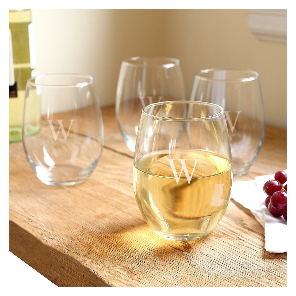 Cathy's Concepts Monogram Stemless Wine Glasses