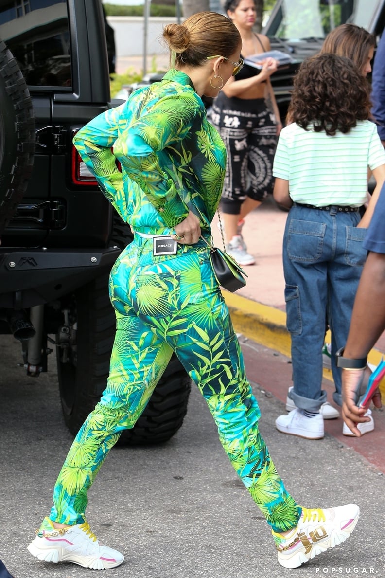 Jennifer Lopez Wearing Versace Co-Ords in Miami