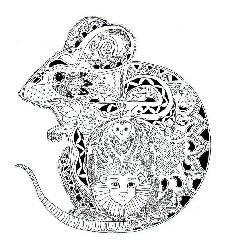 Adult Coloring Page: Mouse