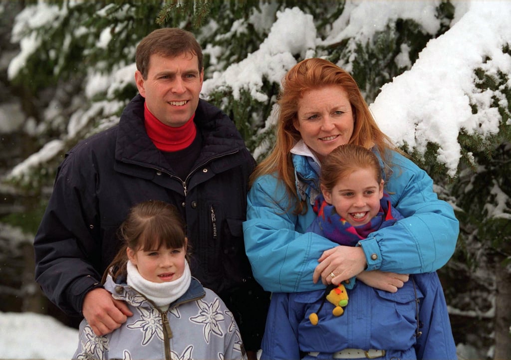 The Yorks posed for a family portrait during their annual ski trip in Switzerland back in 1999.
