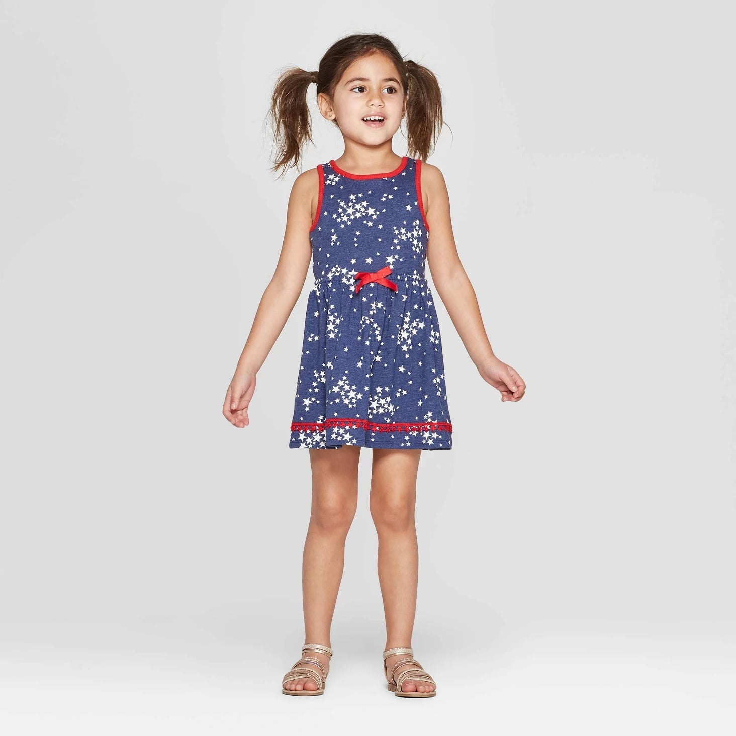 Toddler S Star Trim A Line Dress Red White And Wondering What