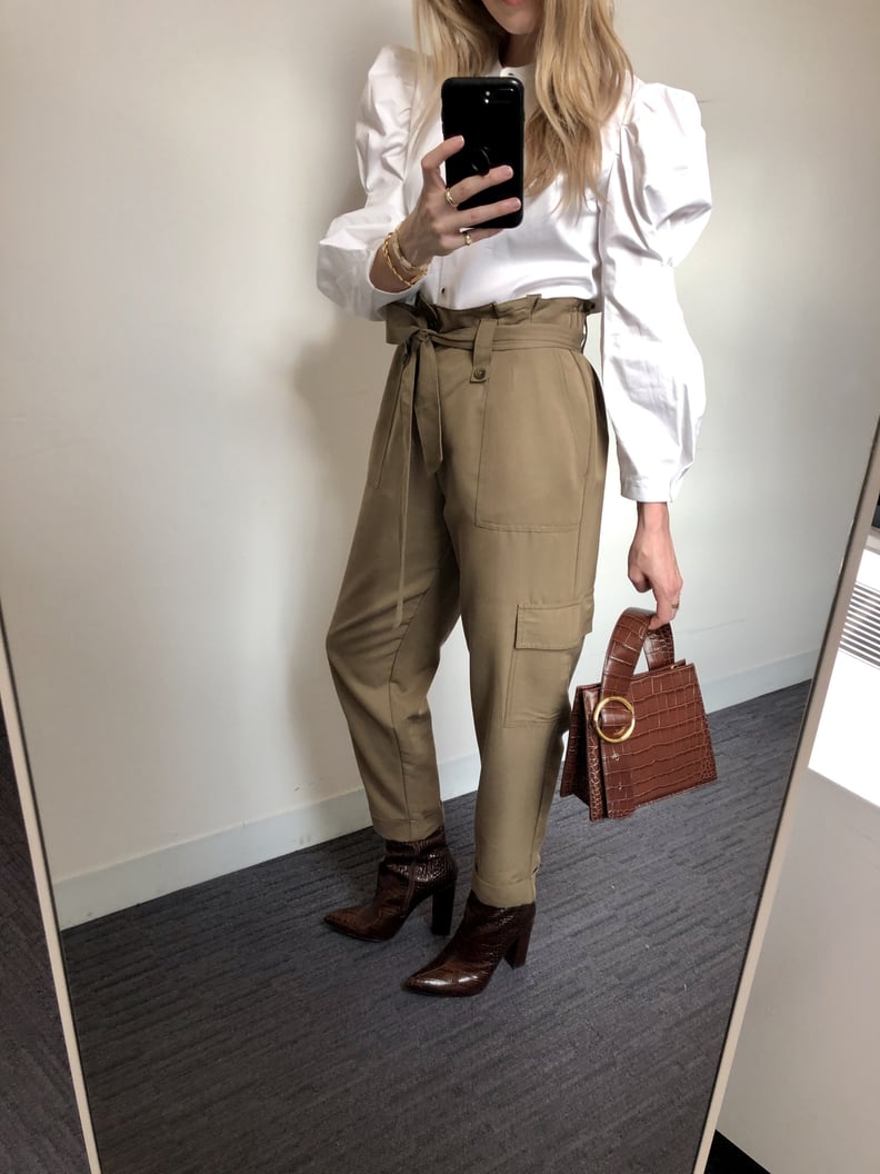 How I Styled My Utility Pants: With a Puff-Sleeve Shirt, Faux-Croc Accessories, and Jewelry