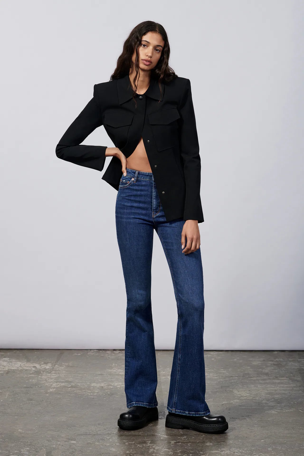 A Hybrid Jean: Zara ZW High Rise Slim Flare Jeans | Flare Jeans Worth Right Now, From Kick Flares Bell Bottoms | POPSUGAR Fashion Photo 11