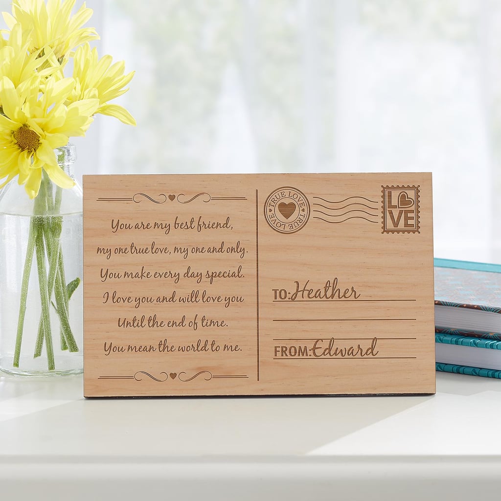 Sending My Love Wood Postcard ($20) | Personalized ...
