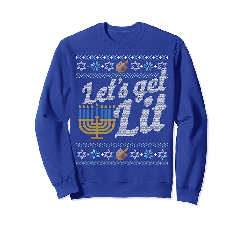 Funny Ugly Hanukkah Sweater — "Let's Get Lit" Menorah Sweatshirt