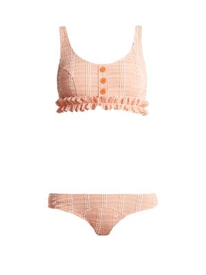 Lisa Marie Fernandez Colby Ruffled Gingham Bikini