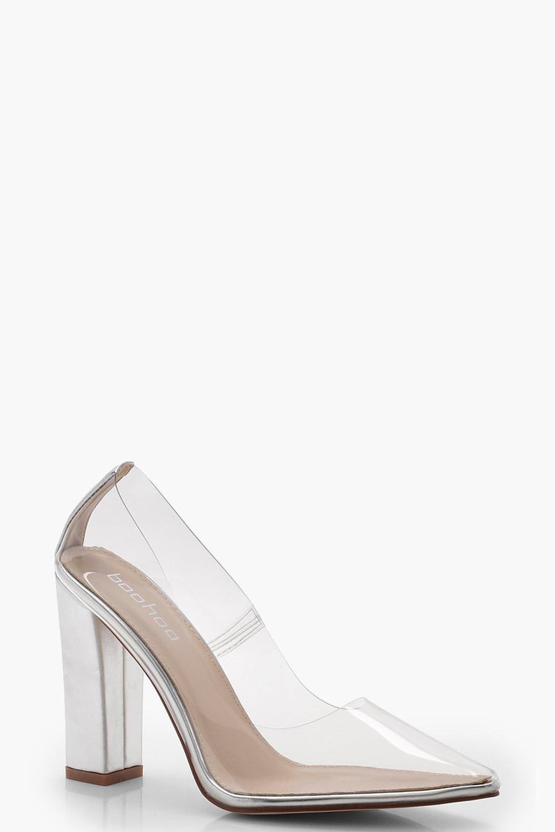 Boohoo Martha Perspex Block Heel Courts