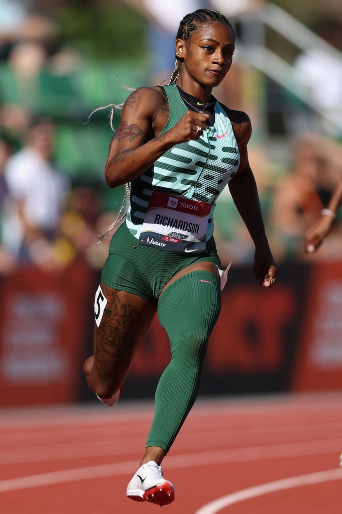 Sha'Carri Richardson Removes Wig Before the 100m Sprint