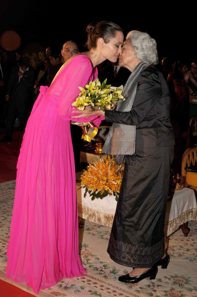 Angelina Jolie Traded In Her LBD For a Hot Pink Gown