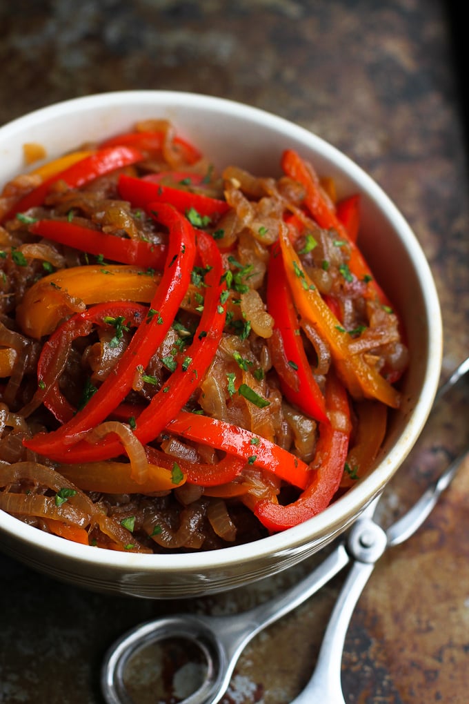 Balsamic Peppers and Onions