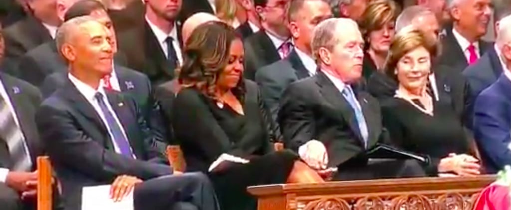 George W. Bush Gives Michelle Obama Candy During Funeral