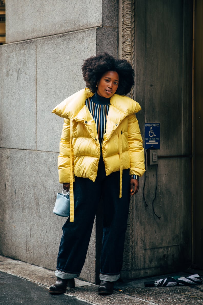 Oversized yellow sale puffer jacket