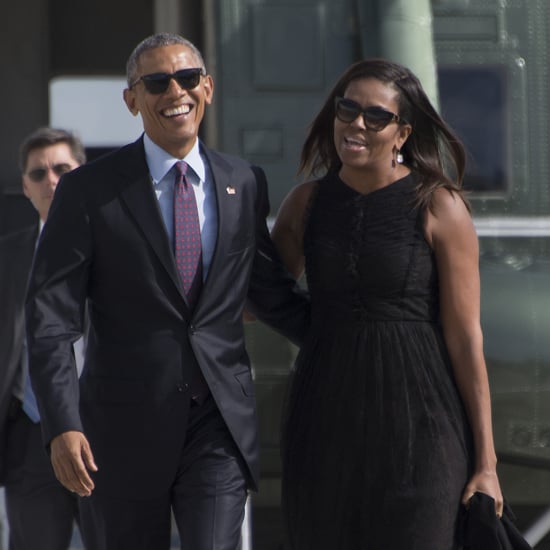 Michelle Obama Wearing a Black Dress at JFK September 2016