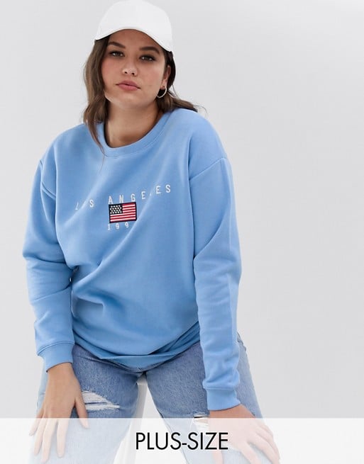 Daisy street oversized sweatshirt with los angeles embroidery 2025 in retro stripe
