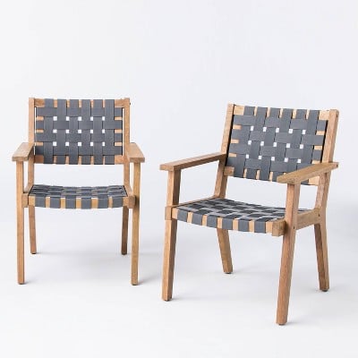 Colton Wood & Strapping Patio Club Chairs