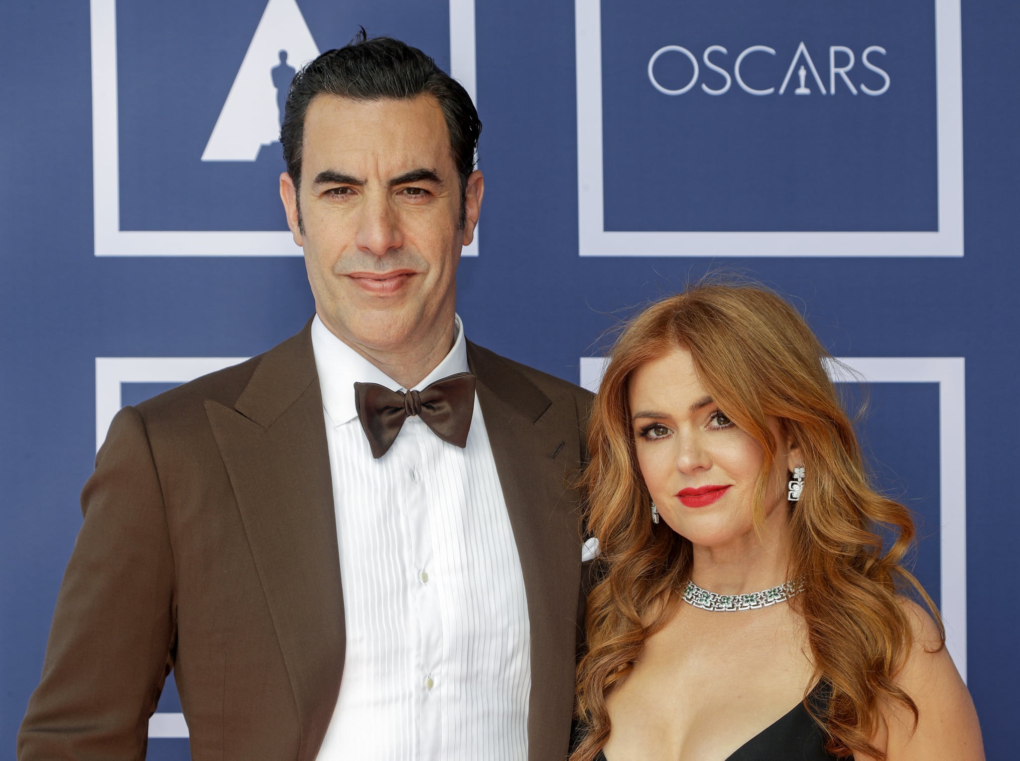 SYDNEY, AUSTRALIA - APRIL 26: Sacha Baron Cohen (L) and Isla Fisher attend a screening of the Oscars on Monday April 26, 2021 in Sydney, Australia. (Photo by Rick Rycroft-Pool/Getty Images)