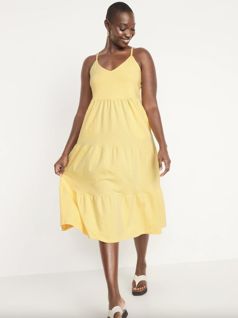 Old Navy Tiered Slub-Knit Midi Cami Swing Dress