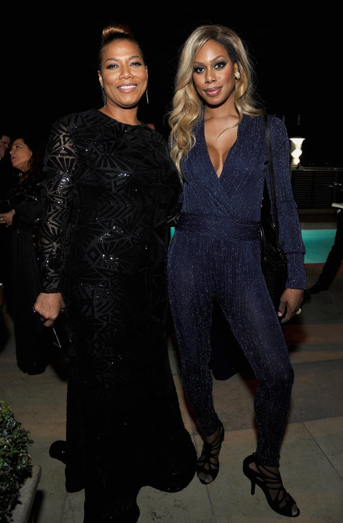 For postshow festivities, Laverne traded the dress for a party-perfect, metallic jumpsuit by India Laposh.