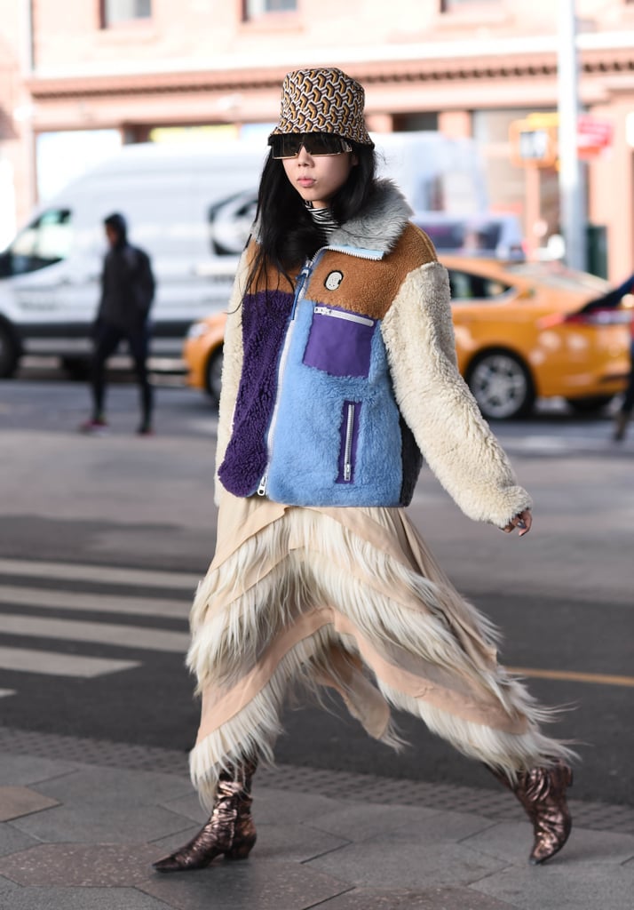 Winter Outfit Idea: A Furry Fleece and Textured Skirt | The Best Street ...