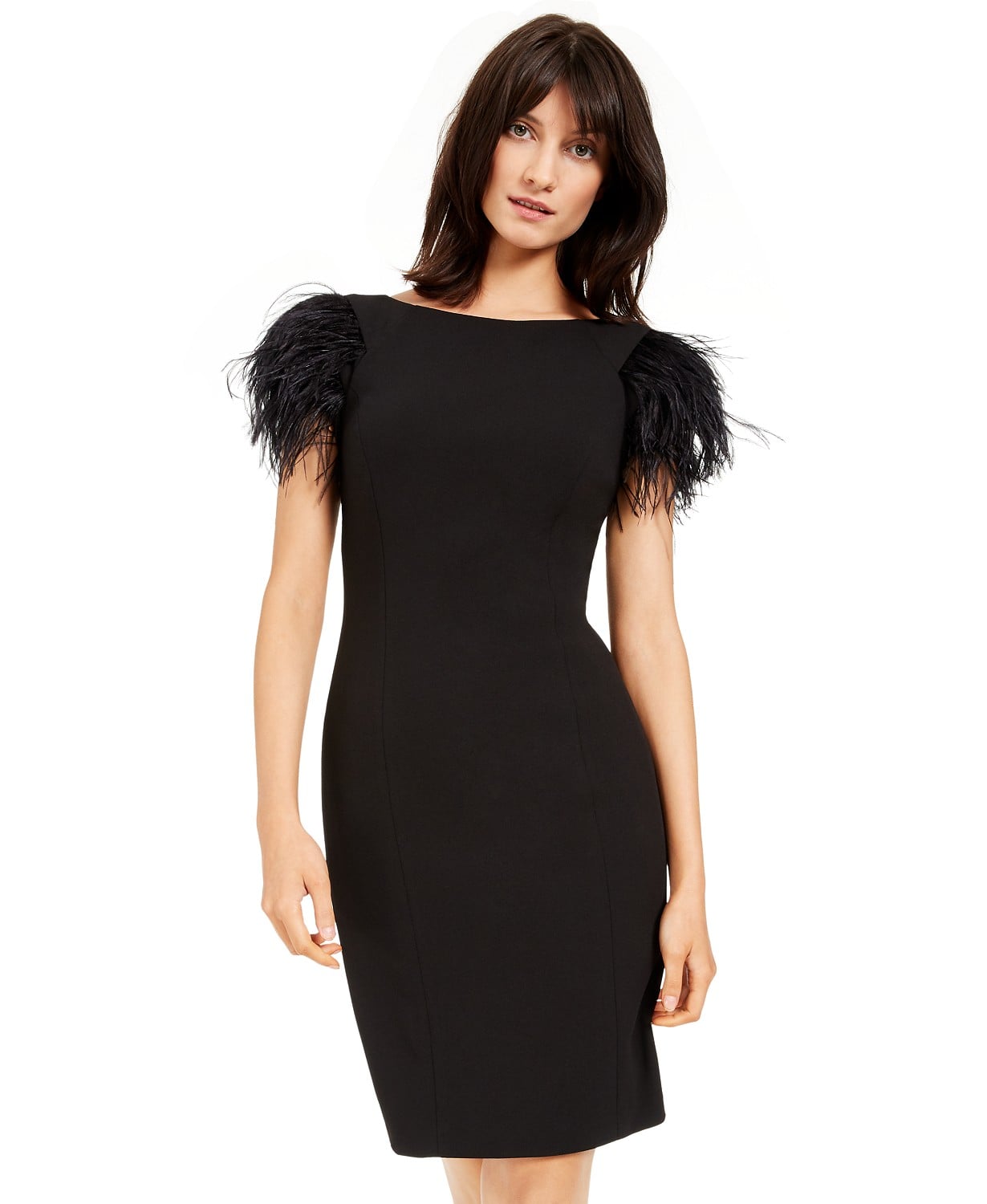 Calvin Klein Off-The-Shoulder Feather-Trim Sheath Dress Curvy Women, It's  Time To Shop These 11 Cocktail Dresses We Found At Macy's POPSUGAR Fashion  Photo 