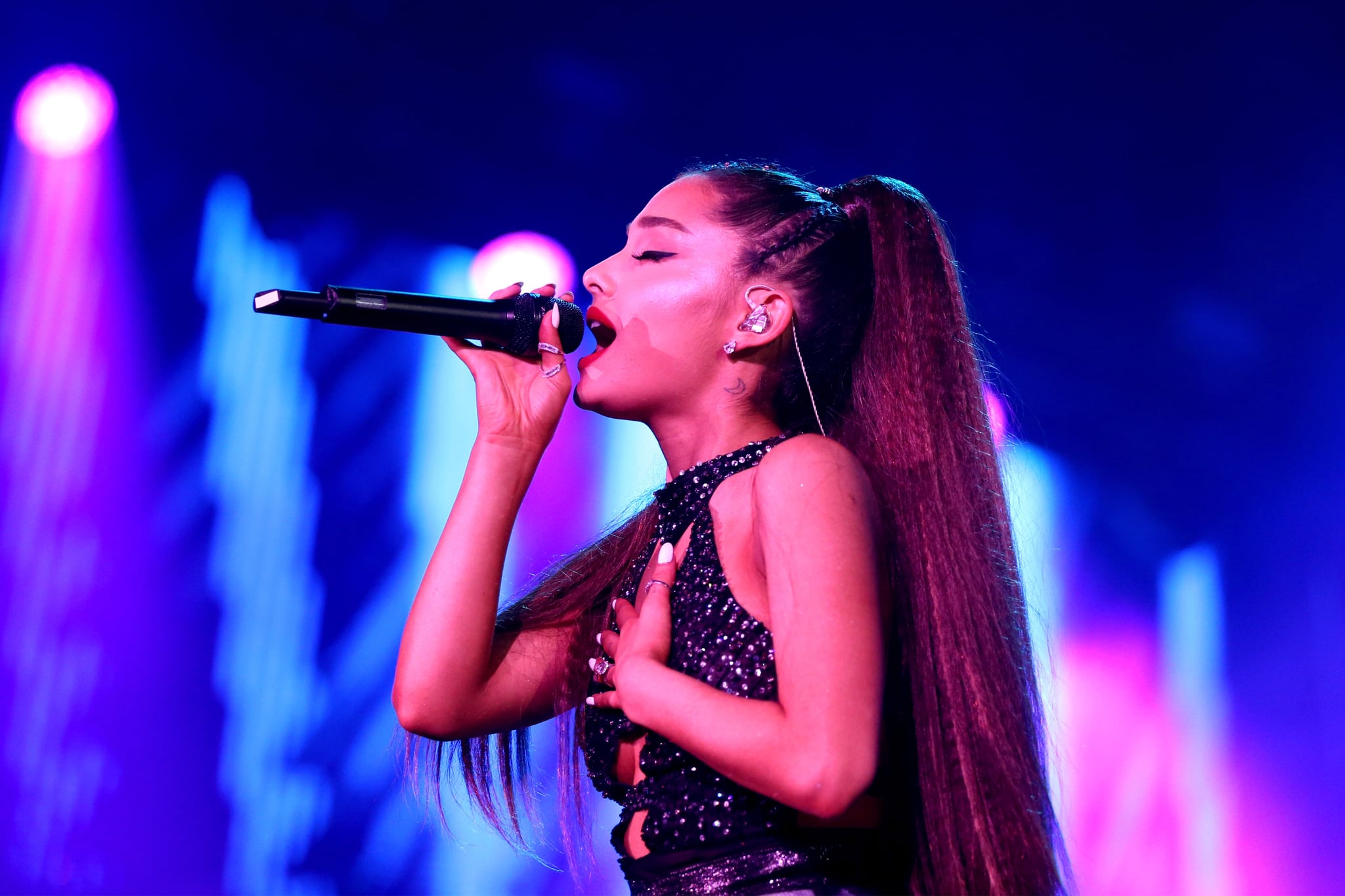 LOS ANGELES, CA - JUNE 02:  (EDITORIAL USE ONLY. NO COMMERCIAL USE) Ariana Grande performs onstage during the 2018 iHeartRadio Wango Tango by AT&T at Banc of California Stadium on June 2, 2018 in Los Angeles, California.  (Photo by Rich Polk/Getty Images for iHeartMedia )