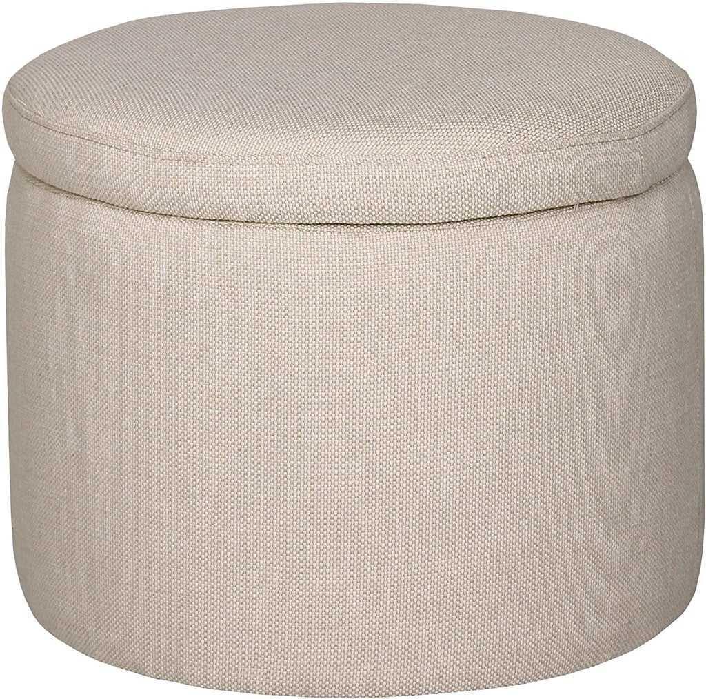 Amazon Brand Rivet Madison Modern Fabric Round Lift-Top Storage Tray Ottoman Pouf