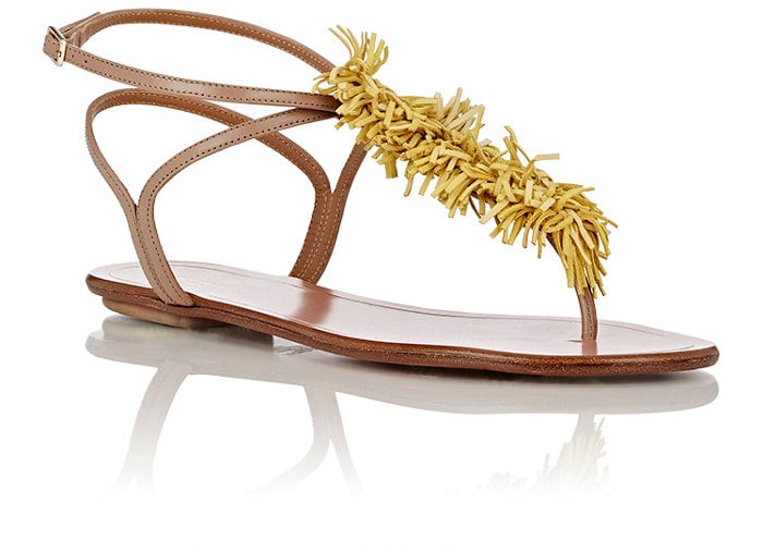 Aquazzura Women's Wild Thing T-Strap Sandals-Yellow ($585)