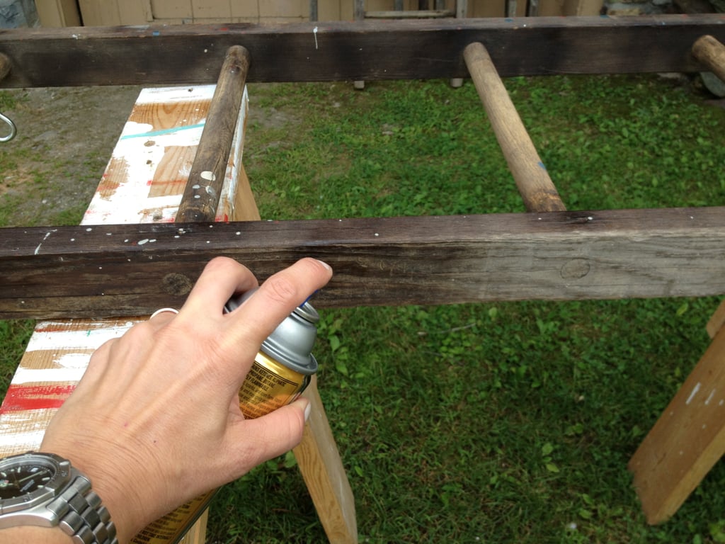 Once I cleaned and dried the ladder, I used a couple of coats of sealer to give it a nice shine as well as help keep the dust down.