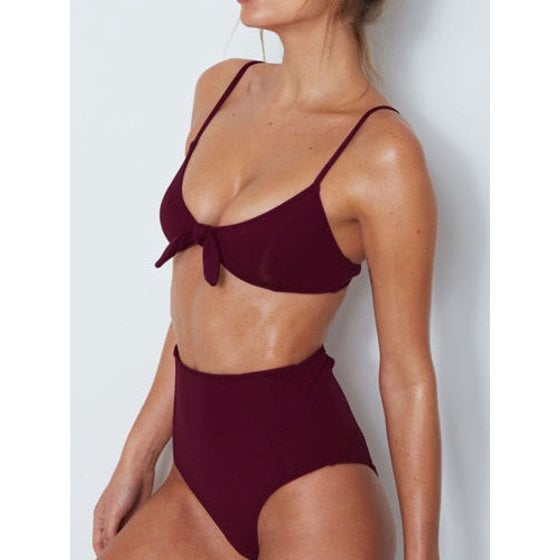 maroon high waisted bikini