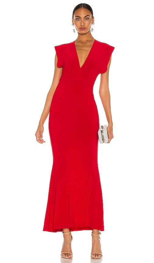 Norma Kamali x Revolve V Neck Rectangle Gown in Red