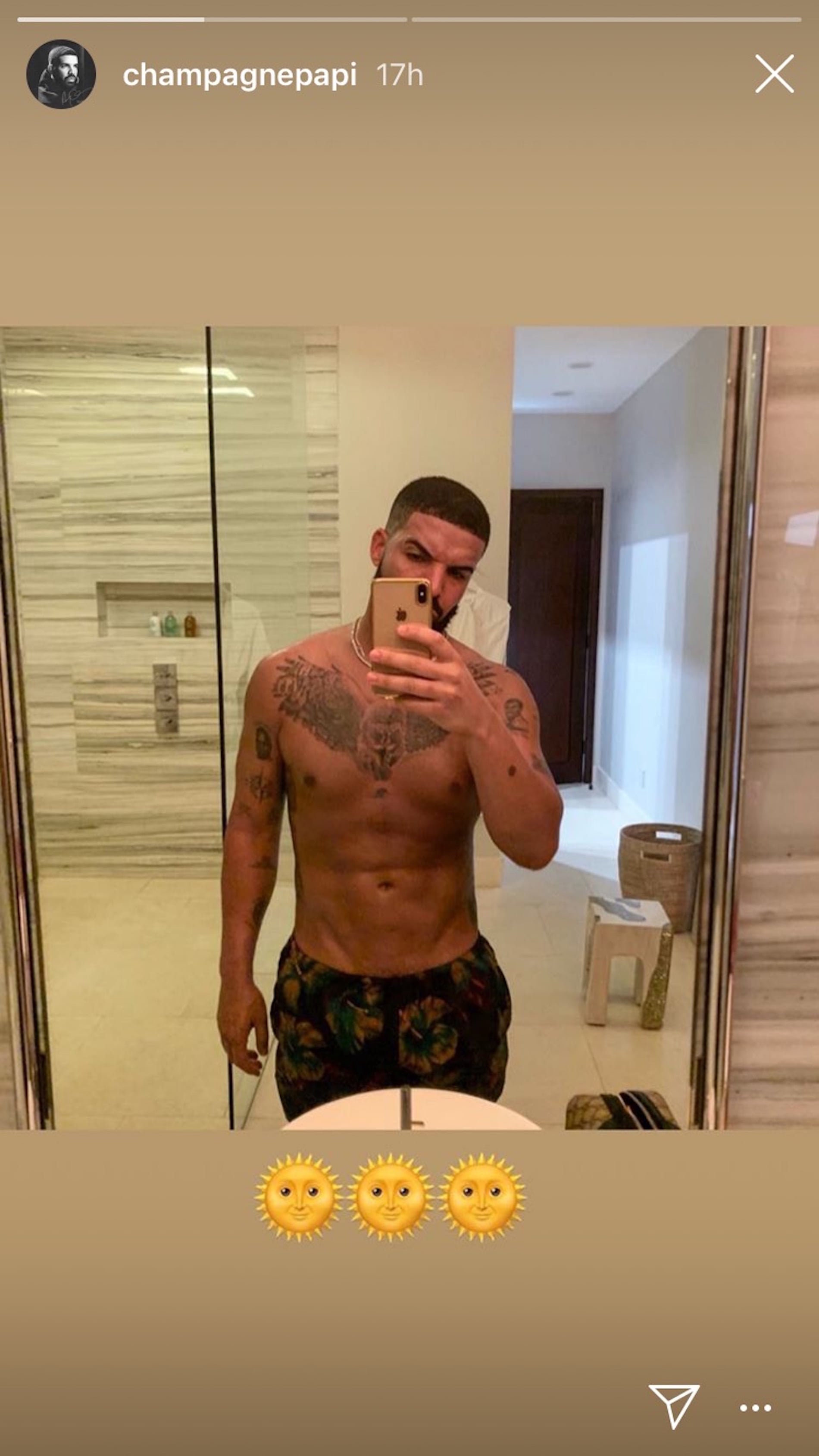 Drake Shirtless Photo on Instagram December 2018 ... - 1900 x 3380 jpeg 294kB