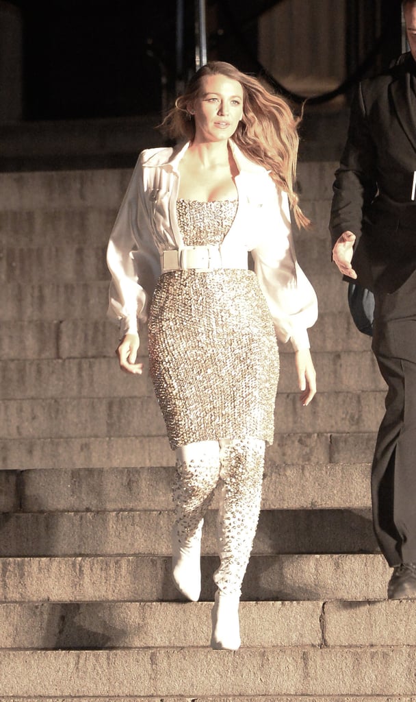 Blake Lively's Sequined Dress and Boots December 2018