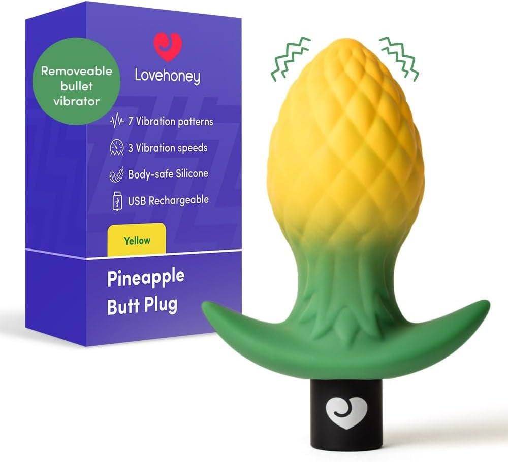 Lovehoney Pineapple Vibrating Butt Plug ($30)
If you're using a butt plug for the first time, this playful design will certainly take the pressure off. The tropical fruit model is only two and a half inches in length, making it a great option for beginners. With seven vibration patterns and three speeds, don't underestimate the power of this eccentric device.