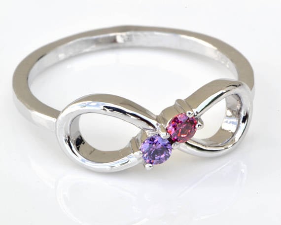 Infinity Ring With Round Birthstones