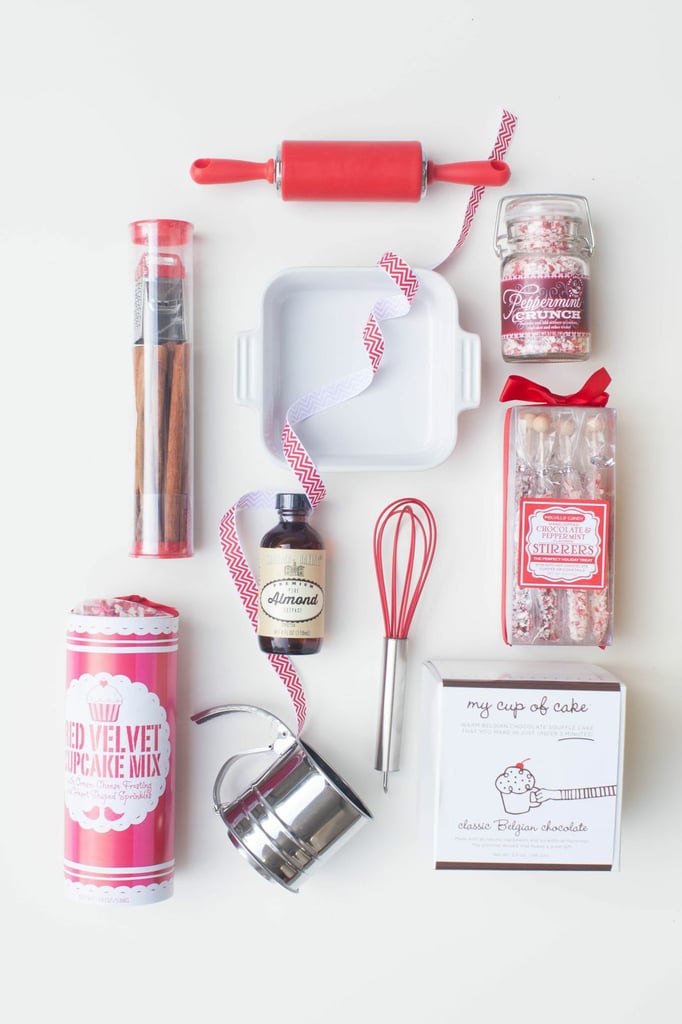 The rest of the cute finds fit the red-and-white theme perfectly: 

Rolling pin ($7)
Whisk ($3)
Red velvet cupcake mix ($6)
Silver flour sifter ($6)

 
Source: Style Me Pretty