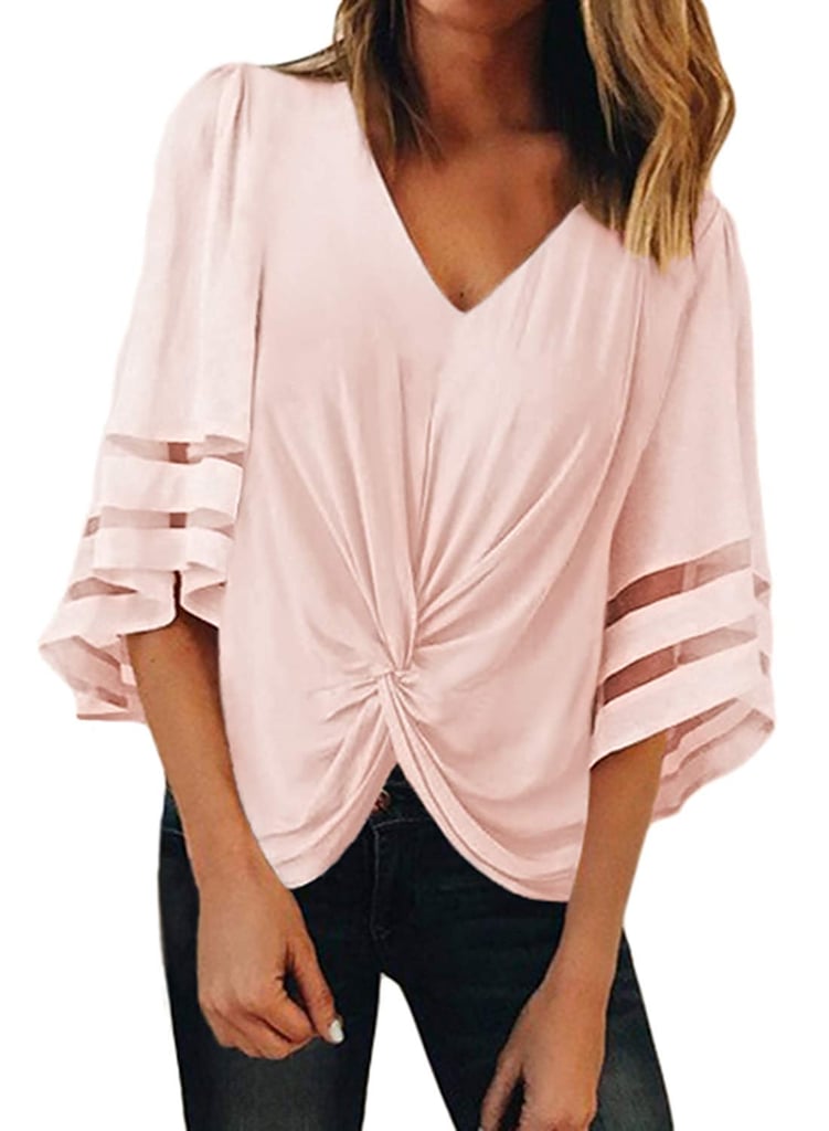 FARYSAYS Ruched Twist Tops Casual Blouse