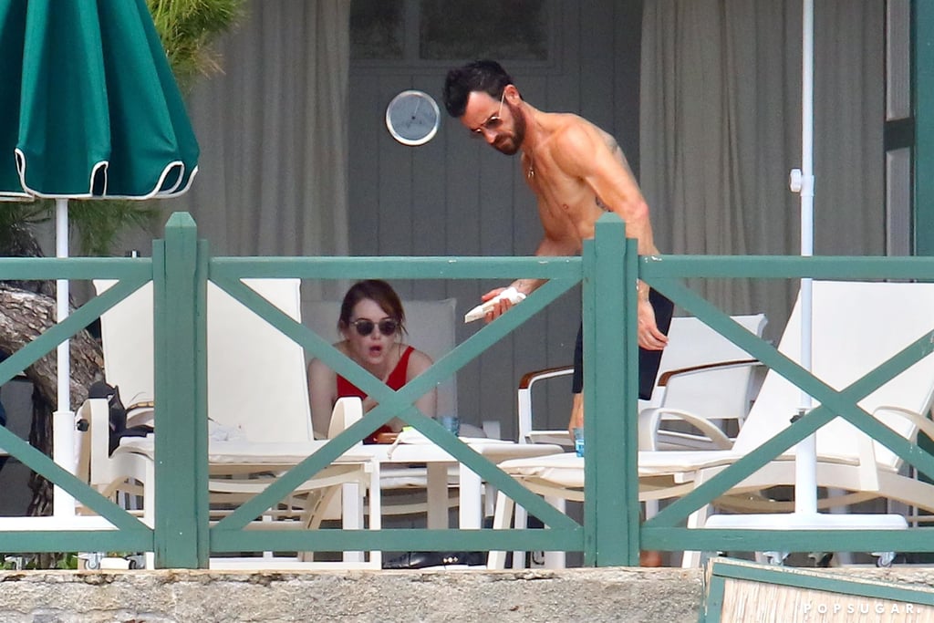 Emma Stone and Justin Theroux Beach Pictures May 2018