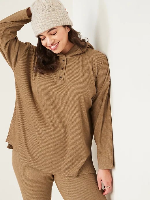 Old Navy Cosy Oversized Rib-Knit Tunic Hoodie