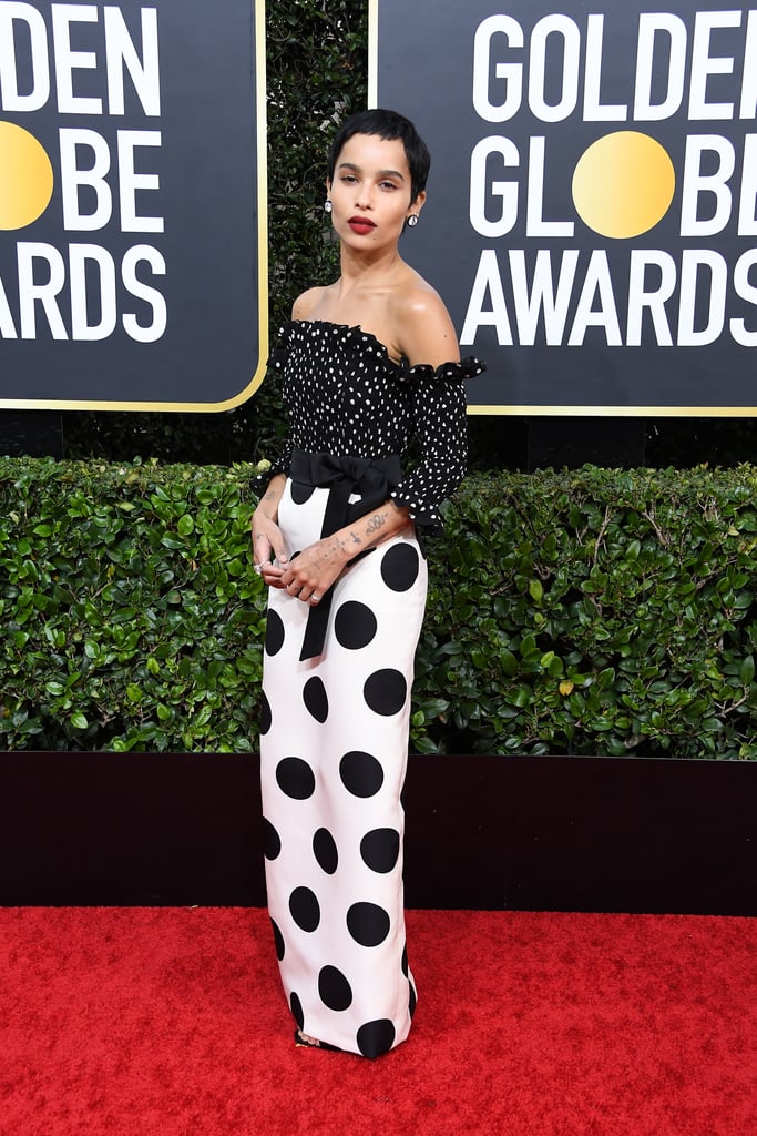 At the 2020 Golden Globes, Zoë was the queen of cool in this unexpected polka-dot gown by Saint Laurent.
