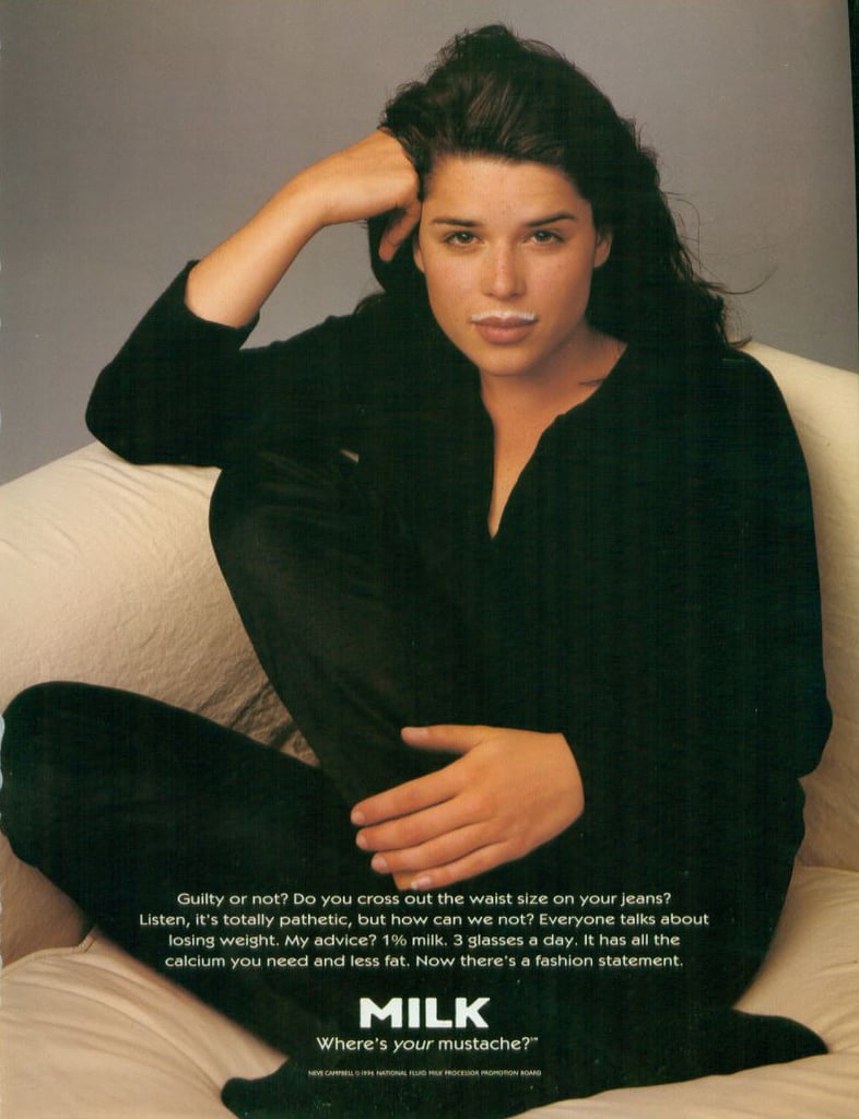 Party of Five's Neve Campbell went black-on-black for a simple ad.