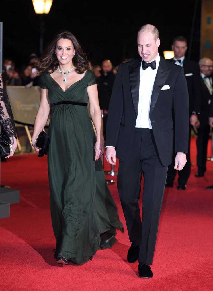 For the 2018 British Academy Film Awards, Kate wore an emerald gown from Jenny Packham. She topped it off with matching green jewels.
