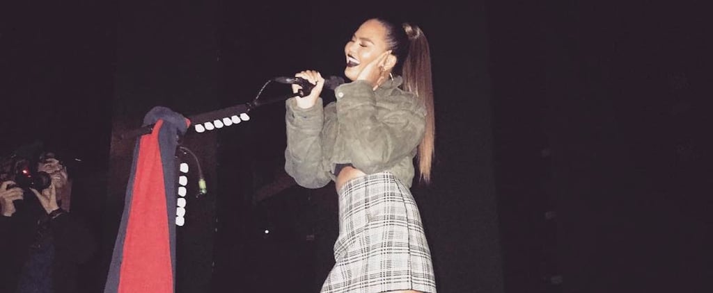 Chrissy Teigen Plaid Off-White Boots